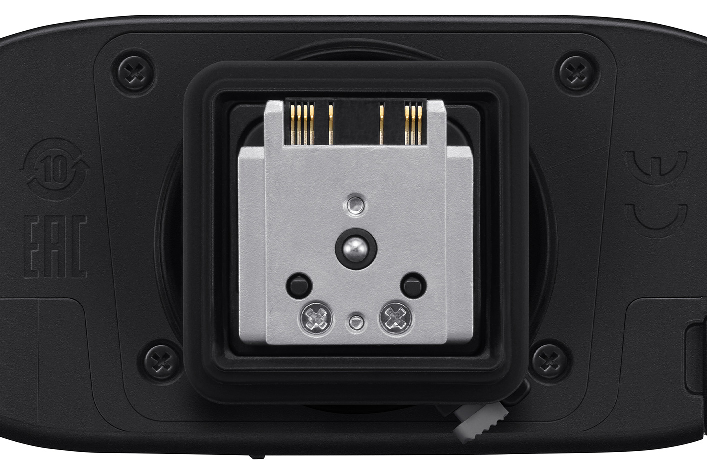 閃光燈下具備耐用側邊框的金屬熱靴腳架影像