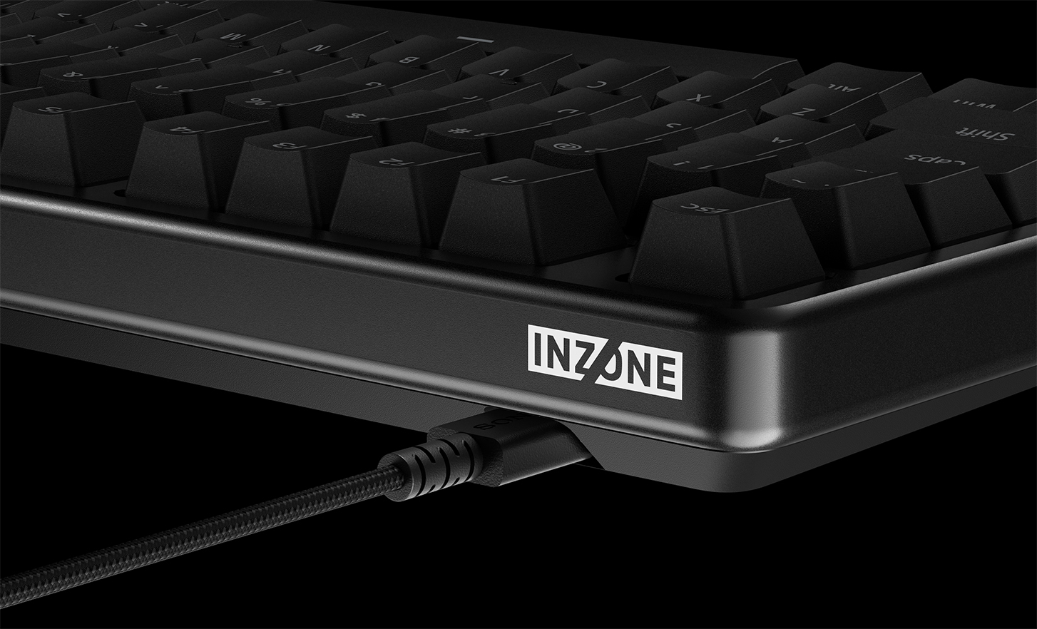 INZONE KBD-H75 電競鍵盤和彈簧線的側視圖