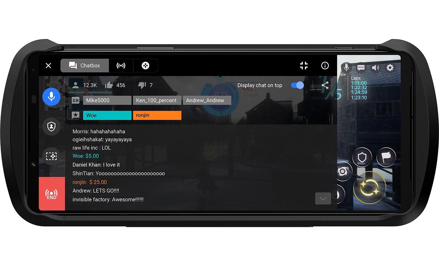 Xperia 1 IV Gaming Edition displaying streaming chat box