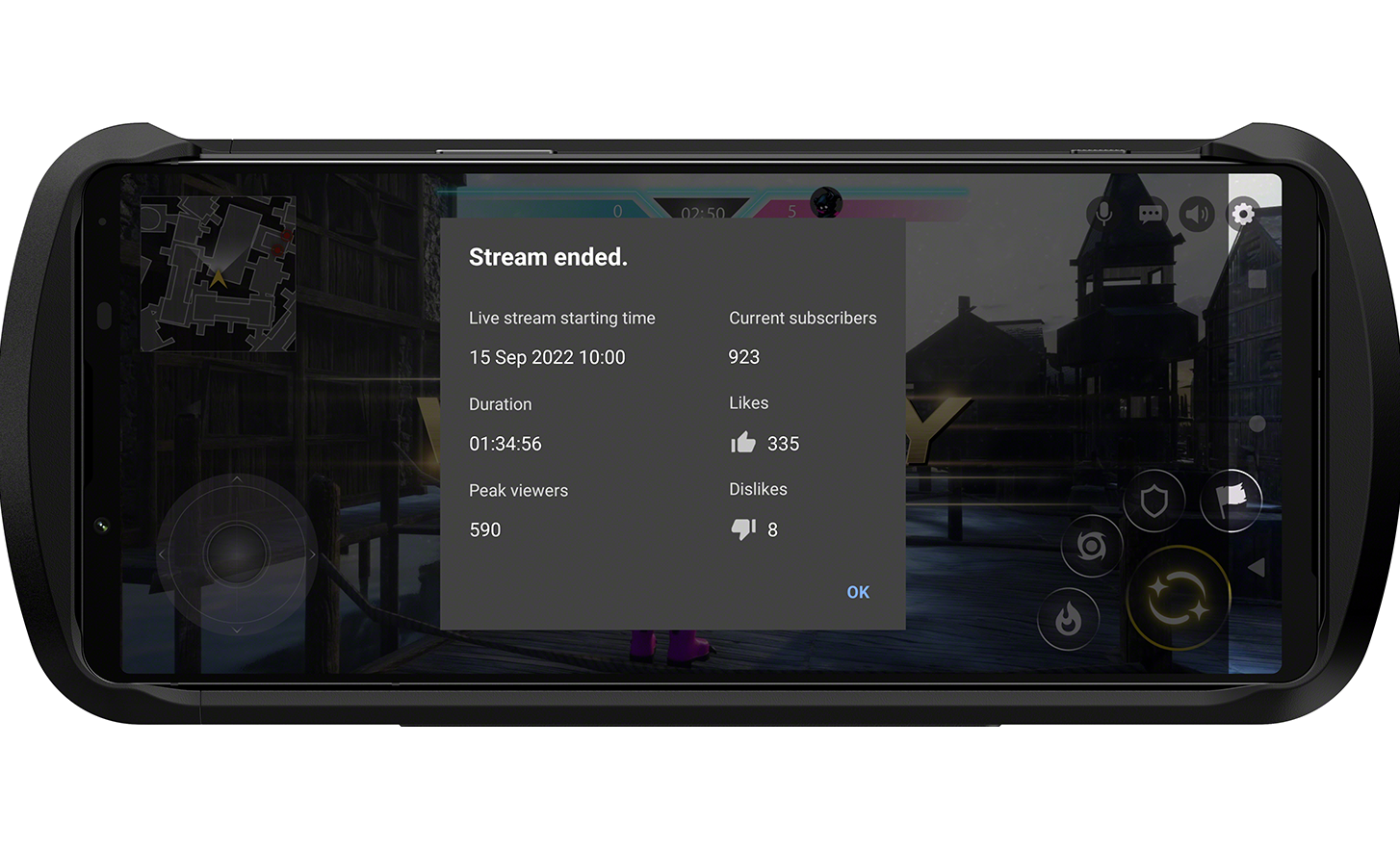 Xperia 1 IV Gaming Edition displaying streaming stats