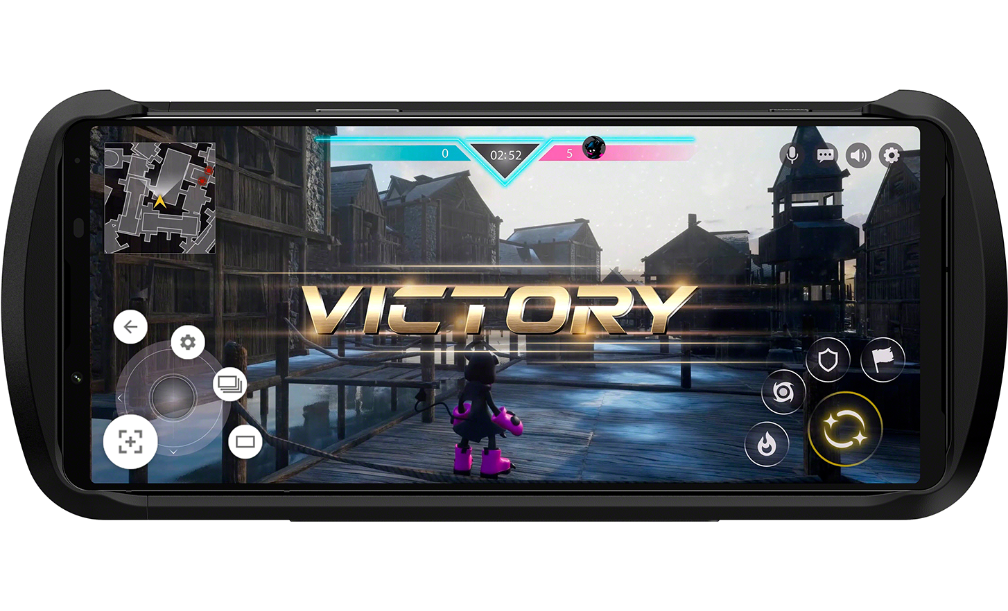 Xperia 1 IV Gaming Edition displaying In-game screenshot with the word VICTORY across the screen